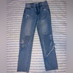 PacSun Straight Legged High Rise Blue Ripped Jeans